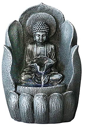 Fuente para Interior Fuente de Buda for interiores y exteriores, fuente de agua Zen con cara de Buda, estatua de Buda de la suerte, fuente de agua for decoración del hogar Fuente de agua Decorativa