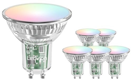 Ledvion - 6x Smart CCT GU10 LED Spot, 2700-6500K, 5W, 345 Lumen, Dimmbar, WLAN Beleuchtung, Wi-Fi Licht, Alexa & Google Home