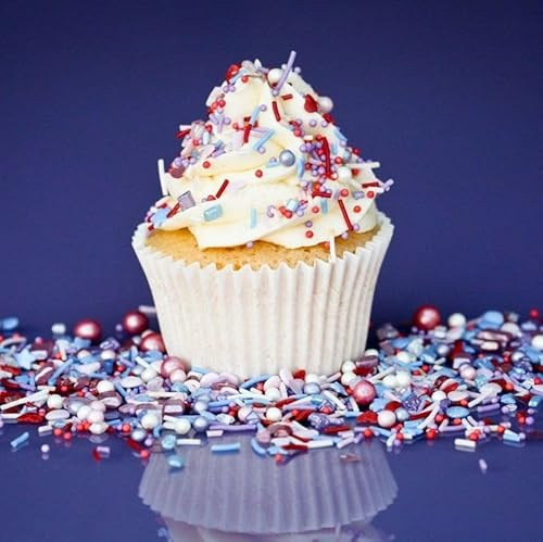 Purple Cupcakes Sprinkles Mix - Shimmer DENIM LOVE Mix (V) - Cake and Cupcake Sprinkles for Birthdays, Weddings and all occassions