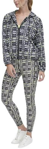 DKNY Women's Zip Up Jacket Windbreaker, Zest Boucle Plaid, X-Large