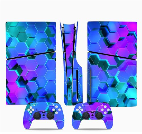 Consola y Controlador Accesorios Cubierta Skins para Sony PS5 Slim Disc Edition,Fibra de Carbono Cubierta Protectora Vinilo Pegatina Calcomanías para Playstation 5 Slim (0040)