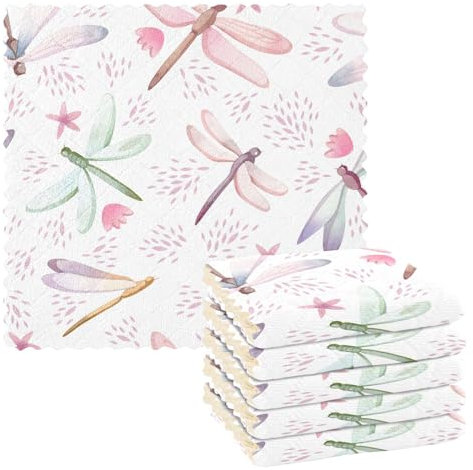 Küchenhandtücher mit Libellen-Motiv, 6 Stück, Motiv: Frühlingskirsche, Blut, Stern, Handtücher, Geschirrtücher, Geschirrtücher, Barhandtücher für Badezimmer, Bauernhaus, Einweihung, Tisch, Zuhause