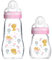 MAM Baby Glas Flaschen 2er Pack Feel Good ab Geburt 170 ml & 260ml, Glass Feeding Baby Bottle, rose