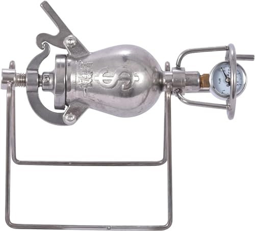ATLION Hochdruck-Popcornmaschine, Mini-Edelstahl Professionelle RöSt-Popcornmaschine Mit Manometer Manuelle Kurbel Gasheizung Langsamer Boost(100ML)