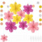 9 pezzi Fiori Di Carta, Rossi Rosa Gialli Fiori Giganti per Allestimenti con 2m Bandiere, Fiorellini per Bomboniere, Fiori Finti per Decorazioni per Feste Matrimoni Compleanni Festival Baby Shower