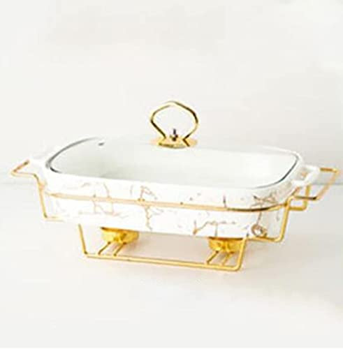 SmPinnaA Ceramics Chafing Dish Buffet Set, Marble Finish Chafing Dish, Rectangular Chafers for Buffet/Weddings/Parties/Banquets/Catering Events