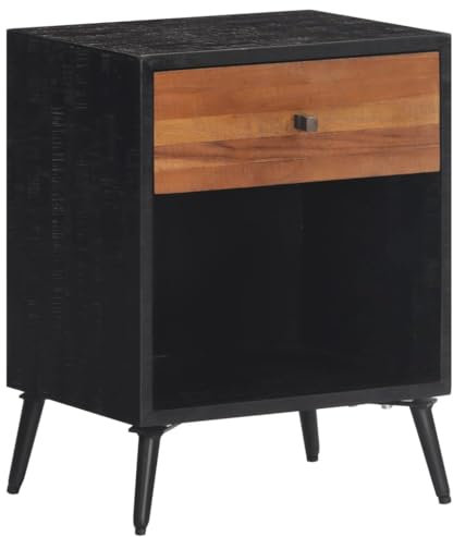 LAPOOH Nachttisch 40x30x50 cm Massivholz Teak, Nachtschrank, Nachtkästchen, Bedside Table, Nachtkommode, Nightstand, Nachttischschrank, Nachtkonsole - 358529