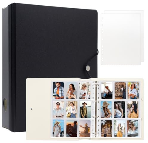A4 Fotoalbum für Instax Mini 11 12 9 8+ 8 7+ LiPlay Film, Fotokartenbinder für Polaroid SnapTouch PIC-300 Z2300 Fotodrucker, 2x3 Fotobuch für Kpop Card (Schwarz)