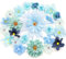 MOTONG 30 PCS Artificial Flowers for Decoration-Fake Flower Heads for Cake Decorations, DIY Silk Flowers Blue Artificial Flowers Decorative Craft Bridal Bouquet Party Wedding Flower Wall Panel
