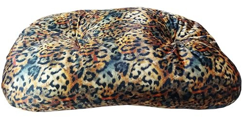 FASHION ANIMALS Ovale Haustierbett aus Samt – Weiches Hundekissen Nicht abziehbar – Waschbares Tierbett im Animalier-Design – Für Hunde & Katzen – Made in Italy (Leopard)