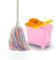 Happy Rainbow - Fregona con Cubo Escurridor de 14L y Ruedas Giratorias Set de Limpieza Sostenible con Microfibra Reciclada Ideal para Hogar y Suelos