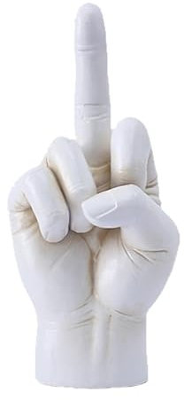 3D Mittelfinger Figur 20cm, Geste aus Harz, Hand Skulptur Dekor Finger, Fingerstatue, Tischdekoration, klassisches Heimregal und Schreibtisch Dekorationen für Zuhause & Büro (Weiß)