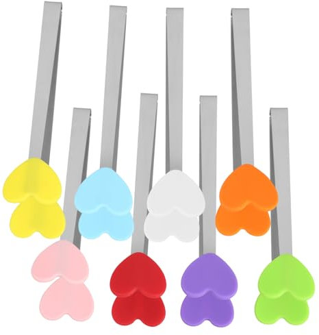 CONGARTENO 8stücke Silikon Herz Eiszange Metallzange Für Eiswürfel Grillzange Toastzange Praktische Lebensmittelzange Multifunktionale Grillzange Toasterzubehör Professionelle Toastzange