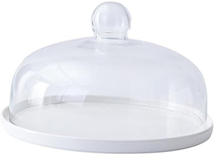 TIDTALEO Kuchenplatte mit Glasdeckel Tortenteller für Haushaltsgeschirr Aufbewahrungsteller für Kuchenform Kuchendeckel aus Glas Kuchenplatte mit Abdeckung