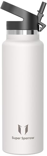 Sparrow Insulated Water Bottle with Straw Metal Bottles 500ml/750ml/1L/1.5L | Stainless Steel Drinks Bottle, Leakproof & BPA Free Flask, SwivelSip Straw Cap, Reusable Sports,School Outdoor