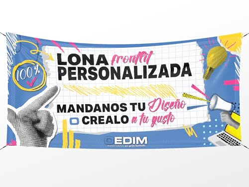 Oedim Lona Publicitaria Personalizada, Pancarta Ideal para Publicidad, 300x150cm, Fabricada en Lona Frontlit 400gr, Incluye Ojales, Resistente al Agua y Al Sol