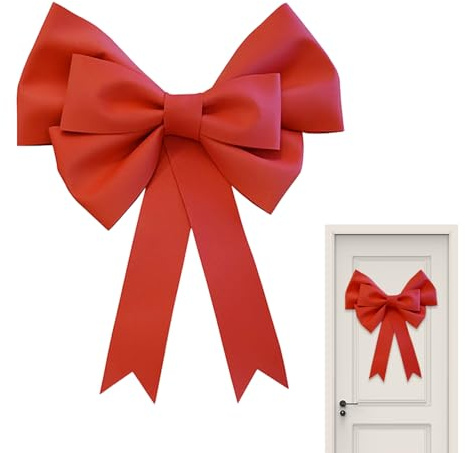 virkwuy Fiocco Rosso Natale Porta, 50x60cm DIY Fiocchi Rossi Grandi Feste | Fiocco Rosso Grande Adatto per Confezioni Regalo, Confezioni di Bouquet, Matrimoni, Feste e Allestimenti per Eventi Speciali