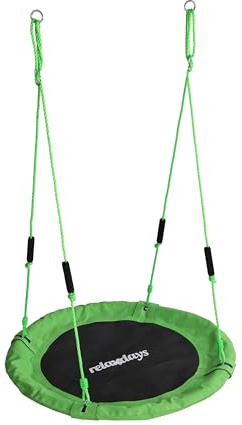 Relaxdays Nestschaukel, runde Hängeschaukel Schaumstoffgriffe, Kinder, verstellbar, Outdoor, Ø: 100 cm, bis 100 kg, grün