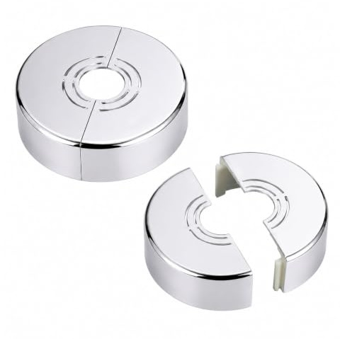 Fortunix Shower Water Pipe Covers 70×30 mm, 2PCS Drain Water Filter Faucet | Tap Escutcheon Plate, Shower Fitting Rosette, Threaded Rosette Pipe Cover Collar, Faucet Pipes Cover, Radiator Covers Chrome