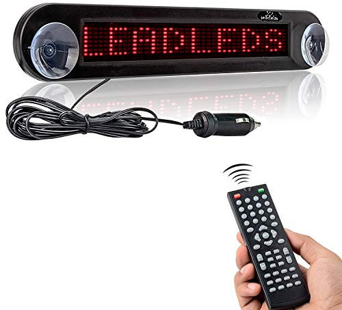 Leadleds Panneau à LED de voiture avec affichage de messages déroulants en rouge et réglage par télécommande 12 V CC Red