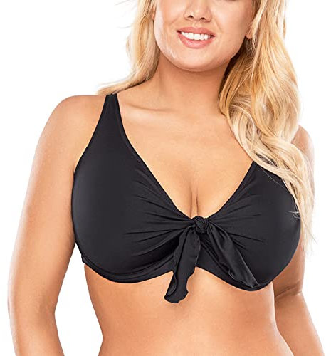 Vivisence 3202 Reggiseno Bikini Liscio Monocolorato Coppe Morbide con Ferretti, Nero,6E
