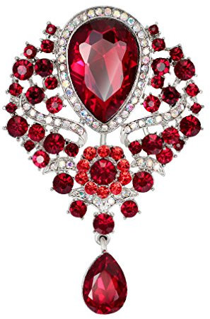 YAZILIND Mode Lily Blume eingelegten Rhinestones Legierung Zirkonia Anhänger Brosche Frauen Mädchen Zubehör (rot)