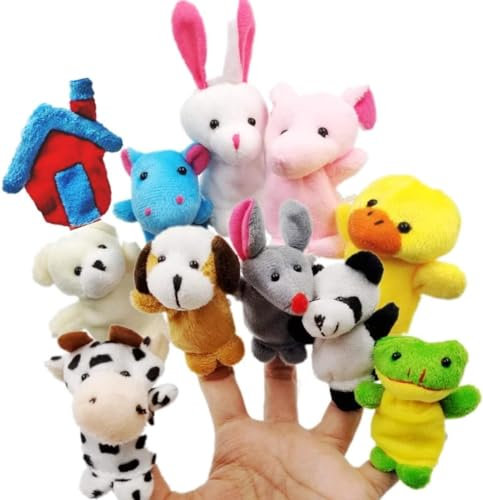 JZK 11 Klein Tier Fingerpuppe Set plüschtier Handpuppe Mitgebsel Geschenk Gastgeschenk für Geburtstag Kinder Party Tasche Füllstoffe Weihnachten