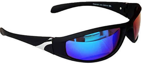 Gil SSC Sportbrille Sonnenbrille Schwarz verspiegelt Fahrradbrille M 4 (Grün Blau)