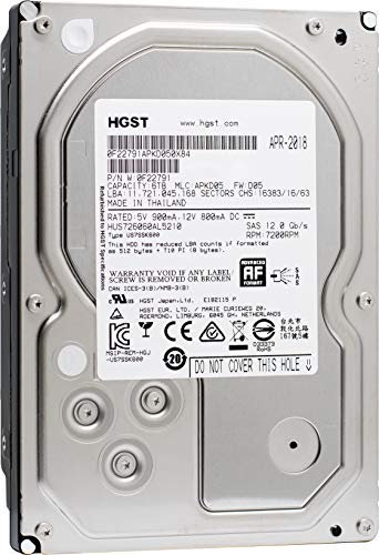 HGST Ultrastar 7K6000 6TB 7200 RPM 512e SAS 12Gb/s Disco duro empresarial de 3.5 pulgadas (HUS726060AL5210) (renovado)