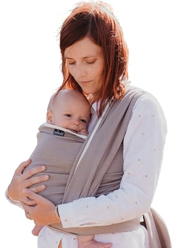 NéoBulle - Écharpe Sergé Brisé - Porte-Bébés Physiologique - Léger et Confortable, en Coton Bio - 100% Fabriqué en France - De 0 à 3-4 Ans - Gris Vintage - 3,60 m
