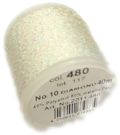 Rico Design Stickgarn Metallic Nr. 10, Fb. 480 weiß irisierend