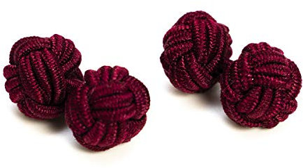 1 Paar Manschettenknöpfe Seidenknoten Knoten Knötchen Bordeauxrot einfarbig hochwertig Stoffknoten Cufflinks Gentleman Umschlagmanschette Manschette dehnbar London Style