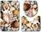 EU-VV Badematte 3 Stück Anti Slip Schnell Trocknende Badematte + Contour Rug + Deckel WC-Abdeckung Strandmuschel (Shell)