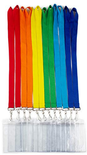 12 Stück Kreuzfahrt-Lanyards mit Ausweishalter, farbenfroh, langlebig, mit Ausweishalter für Büro Schlüssel und Karneval Segel 0.79 * 17.72 inch Assorted Rainbow 6 Colors
