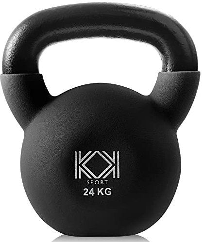 KK Kettlebells Cast Iron Neoprene Coated Weights Lifting Strength Training Home Gym Exercise Brown (24kg)