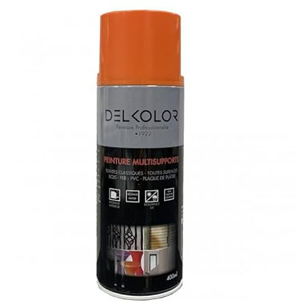 DELKOLOR - Delkolor Peinture en Aérosol - Couleurs RAL - 400ml - Couleur RAL 2004 ORANGE PUR