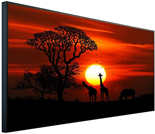 Ecowelle Infrarotheizung mit Bild | 1200 Watt | 60x120 cm | Infrarot Heizung| | Made in Germany| d 120 Afrikanischer Sonnenuntergang