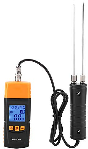 Wasserlecksuchgerät für Feuchtigkeitsmesser 10 bis 60 ℃ Holzfeuchtigkeitsprüfer mit LCD Display für Tabakpapier aus Holzbambus Baumwolle
