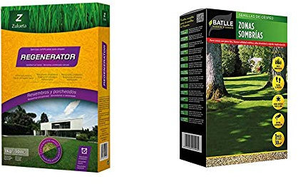 REGENERATOR ZULUETA. Semilla césped especial resiembras. 1 Kg + Semillas de Césped - Césped Zonas Sombrías 1Kg - Batlle