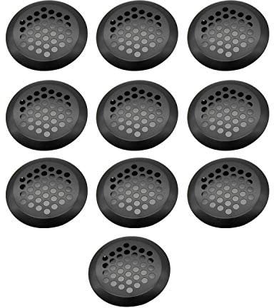 WJUAN 10 Piezas Orificios de Malla de Ventilación Redondos de Acero Inoxidable de 35 mm, Rejilla de Ventilación Orificio para Ventilación de Cocina, Baño, Estantería y Armario (Negro)