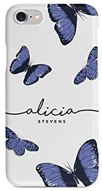 Tirita Personalised Phone Case Cover Compatible with iPhone 6 Plus & 6s Plus [03 - Blue Black Flying Butterflies]