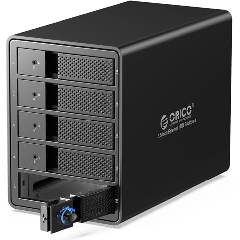 ORICO 5 Bay External Hard Drive Enclosure USB 3.0 3.5 inch Chia Support 80TB (5 x 16TB) Aluminum Alloy HDD Enclosure with Fan / 150W Disk Data Storage (No RAID)-9558U3