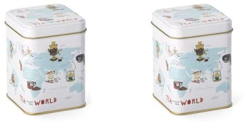 Cha Cult 2 X NEU teemando® Dose Tea around the World, 100 g eckig, Stülpdeckel 9,8 x 6,5 x 6,5 cm = 2 Dosen