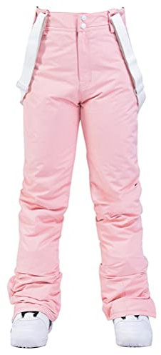 Minetom Pantalon de Ski Femme Homme Snowboard Pantalons Réglable Coupe-Vent Imperméable Salopette de Neige Softshell Chaud Hiver Pants Rose M