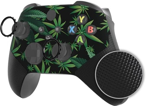 eXtremeRate Cover Custodia Grip Gomma per Xbox Series X Controller con Anelli,ASR Versione Scocca Copertura Ricambio per Xbox Series S Controller Model 1914-Erbe Verdi