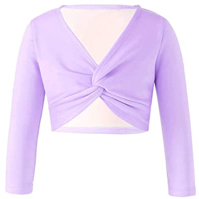 Aislor Boléro Enfant Fille Princesse Haut de Ballet Danse Classique Polaire Cache-Coeur Patinage Gymnastique Soirée Tops Chaud Manche Longue Dancewear Violet 15-16 Ans