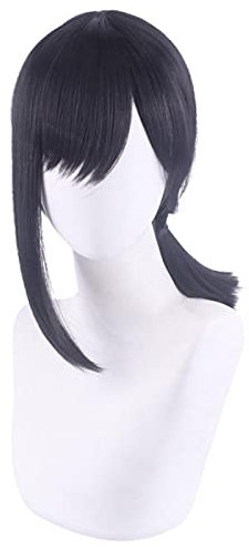 Chainsaw Man Higashiyama Kobeni Wig Anime Cosplay Black Bangs 35cm Short Hair Ponytail Fiber Synthetic Wig Halloween +Wig Cap