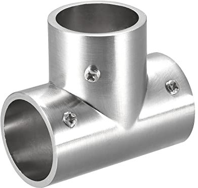 sourcing map Tee Rail Fitting 3-Way Zinc Alloy Pipe Connector Brushed for 25mm/1 OD Handrail Railing 2 Pcs
