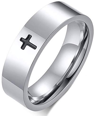 ZENSE - Anello da uomo con croce latina in acciaio argentato ZR0167