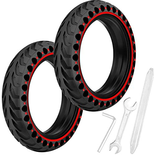 Solid Reifen kompatibel mit Xiaomi Pro 2 / M365 / M365 Pro / 1S / Essential, 8 1/2 x 2 Ersatz Vollgummireifen kompatibel mit 8.5 Zoll Roller Reifen (Rot)